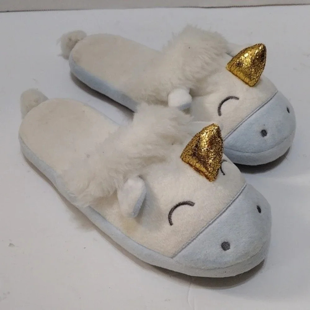 Unicorn Plush Bedroom Slippers Size 6